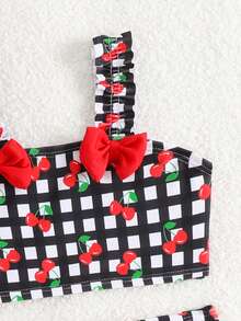 Bộ đồ đi biển 3 món cho bé gái, họa tiết bướm và kẻ caro, kèm mũ kẻ caro đáng yêu. - Nhiều màu - Xem 3