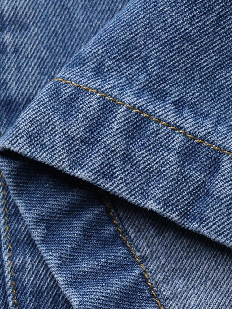 Men's Solid Blue Washed Denim Top & Pants Suit, Spring/Summer