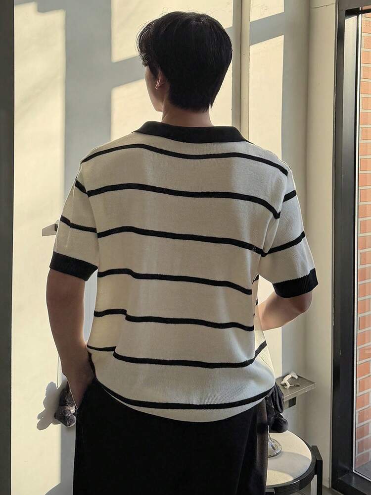 Men's Multicolor Striped Blue And White Knit Sweater, Summer