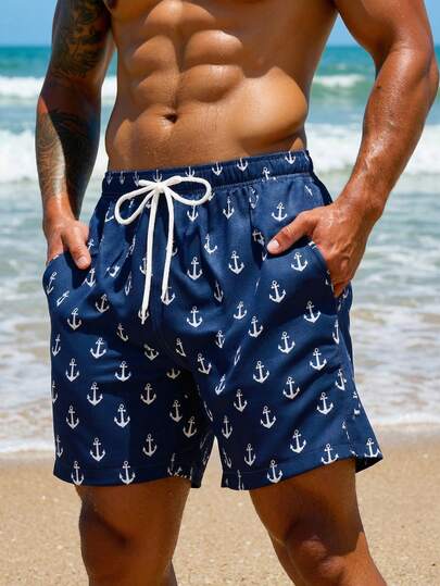 Manfinity Swimmode Herrshorts med tryck och casualmönster