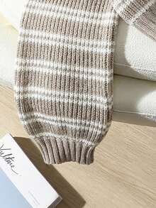 Chiquease 女士时尚百搭上衣，女士秋冬休闲通勤套头毛衣，宽松圆领罗纹毛衣，条纹撞色慵懒百搭女士套头毛衣，适合女士通勤、日常穿着以及校园日常通勤。 - 彩色 - 查看 8