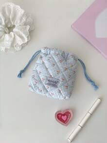 Joivida 1个可爱樱桃抽绳化妆包卡通旅行收纳袋，可存放洗漱用品配件，便携式化妆包 - 彩色 - 查看 9