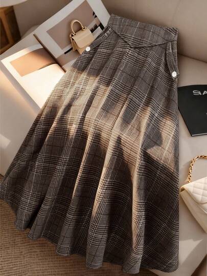 GlowEve CURVE Plus Size Casual & Office Plaid Skirt, Autumn/Winter