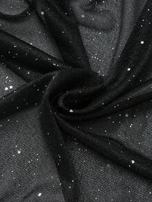 GlowEve 女士荷叶边系带喇叭袖薄纱优雅派对休闲通勤时尚法式百搭假日商务黑色轻薄长袖开衫，早春/春夏