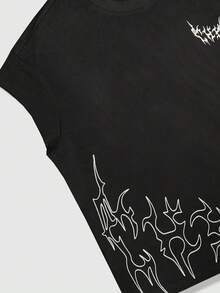 ROMWE MEN Goth Men's Casual Crew Neck Breathable Tank Top, Summer - Black - View 4