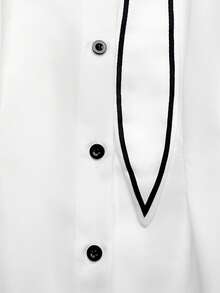 Qadelle Blusa elegante para o dia a dia com gola e punhos contrastantes e mangas bufantes. - Branco - Ver 6