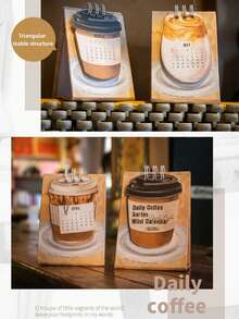 Zazumi 2026迷你桌面日历 咖啡主题计划本，每日金句，办公桌收纳整理，节日生日礼物推荐，必备单品 - 彩色 - 查看 6