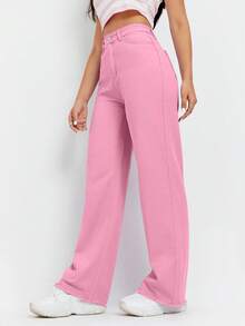 EMERY ROSE Quần Jeans Ống Thẳng Màu Trơn Đa Năng Thường Ngày - Hồng - Xem 9