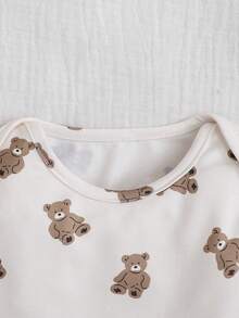 SHEIN 新生女宝宝休闲可爱卡通图案针织长袖上衣和裤子睡衣套装