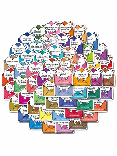 56pcs/Pack Stickers Happiness Stickers, DIY Decoration Material, School Supplies,Back To School