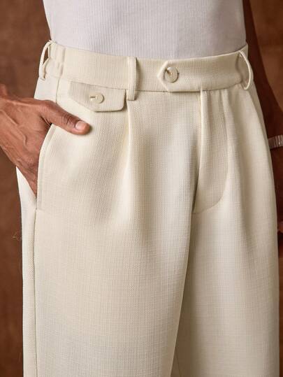 AKNOTIC Business Casual Men's Casual Apricot Color Pants, Comfortable For Commuting, Business, Streetwear, Gatherings, Versatile, Fashion, Gift For Birthday, Spring/Summer New Arrival