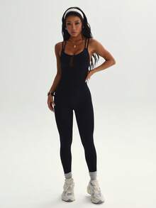 Slayform Women's Seamless Yoga Jumpsuit Pants - Black - View 6