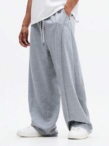 SUMWON Comfortable Relaxed Fit Drawstring Sweatpants With Side Pockets For Casual Loungewear And Weekend Wear Plain - Light Grey - View 1