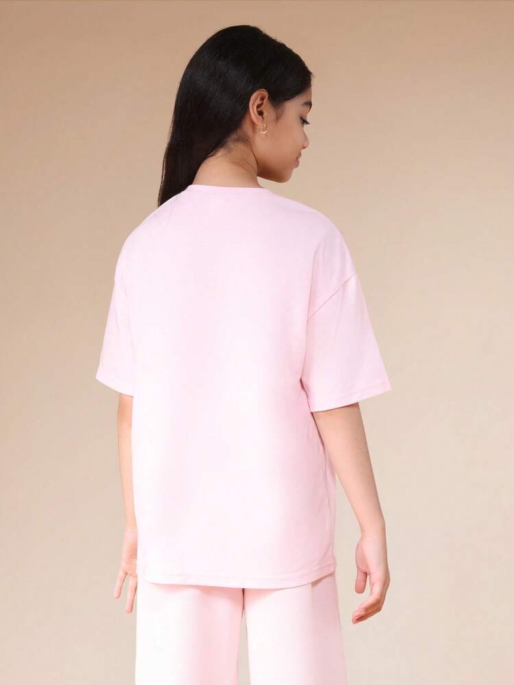 Oversized Graphic Tee With Letter Print