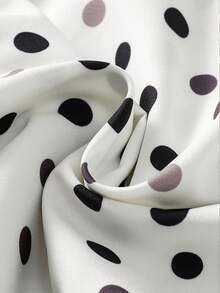 Franclia 女士优雅V领黑白波点纽扣装饰长袖连衣裙，适合女教师及日常度假场合穿着。 - 彩色 - 查看 3