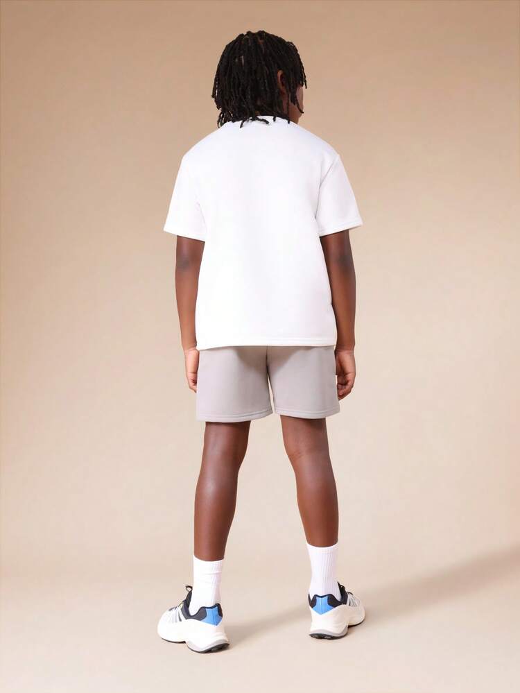 T-Shirt And Shorts Set With Script Print