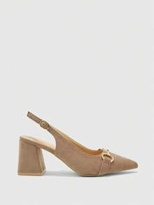 CUCCOO BIZCHIC Women's Burgundy Thick Heel Pumps, Classic Minimalistic Design, Suitable For Commuting, Dating, Party, Holiday, Wedding For Christmas Valentine's Day Spring Shoes - sand camel - View 2