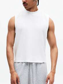SUMWON Essential Sleeveless Cotton Tank Top Crew Neck Casual Summer Everyday Basic Layering Piece Regular Fit Men's Undershirt Wardrobe Staple - White - View 6