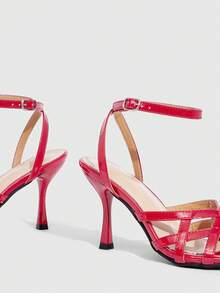 CUCCOO SZL Women's Buckle Design Fashion Daily Wear High Heel Sandals - Red - View 10