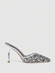 CUCCOO SZL Sandales à talons pour femmes - Argent - Voir 2