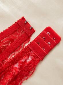 SHEIN 3件套女士极简钢圈文胸，性感蕾丝浪漫法式风格内衣 - 彩色 - 查看 5