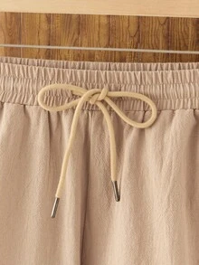 Manfinity VCAY Men's Solid Color Mandarin Collar Short Sleeve Button Front Casual Shirt Set Outfit  Summer Wardrobe Essentials Casual Outfit Ideas Laid-Back Look Flowy Beach Pants Casual Long Pants   Multi-Piece Set  Daily Essential Wardrobe Staple Basic Style All-Match Style Go-To Piece Mix-And-Match Item Casual Versatile Style ,Men's 2 Piece Linen Cotton Beach Outfit ,Summer Vacation Button Down Shirt And Shorts ,Solid Beige Co-Ord Set For Men ,Casual Summer Suit ,Band Collar Short Sleeve Shirt Set ,Relaxed Fit Lounge Wear Men ,Boho Festival Clothing Male - Khaki - View 7