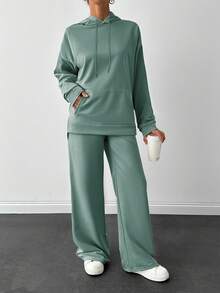 EURMUSE Light Grey Two Thread Sweatshirt And Sweatpant With Label Detail - Mint Green - View 3