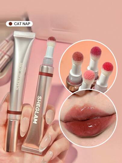 Brillant à LèVres Pout Pillow Cushion-Rouge à LèVres Liquide Hydratant Cat Nap, Finition Haute Brillance, Applicateur à Pointe éPonge, Brillant à LèVres Hydratant Non Collant, Brillant à LèVres De FêTe Rouge Marque Beauté Visage Maquillage CosméTique Pour Femmes Filles Parfait Pour Hiver IdéAl Pour Y2K ÉLéGant Mode Adapté Pour Anniversaire Cadeau FêTe PrêT Meilleure Couleur