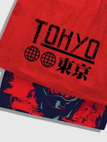 ROMWE MEN Anime Quần short nam in họa tiết hoạt hình phối màu, kiểu dáng thường ngày, thích hợp cho mùa hè. - Nhiều màu - Xem 5