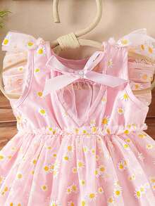 SHEIN Một chiếc váy lưới không tay dễ thương dành cho bé gái với họa tiết hoa cúc nhỏ và nơ rời, thích hợp cho các lễ hội mùa hè và mặc hàng ngày, lý tưởng cho một dịp đặc biệt ở Trung Đông. - Nhiều màu - Xem 6