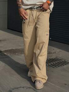 DAZY Spring Casual Washed Khaki Cargo Style Men's Jeans - Beige - View 6