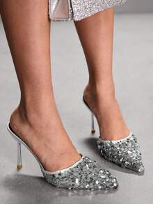 CUCCOO SZL Sandales à talons pour femmes - Argent - Voir 3