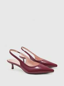 CUCCOO BIZCHIC Giày cao gót mũi nhọn màu đỏ tía bằng da bóng, quai hậu khoét rỗng, kiểu dáng slip-on dành cho nữ, đa năng cho công sở và mặc hàng ngày. - Màu Đỏ Sâu - Xem 7