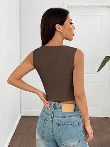 SHEIN EZwear Women's Spring New Apricot Woven Thin Blazer In Fall/Winter - Brown - View 2