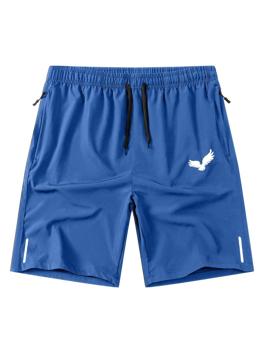 Manfinity Homme Men's Summer Casual Bird Print Drawstring Waist Shorts