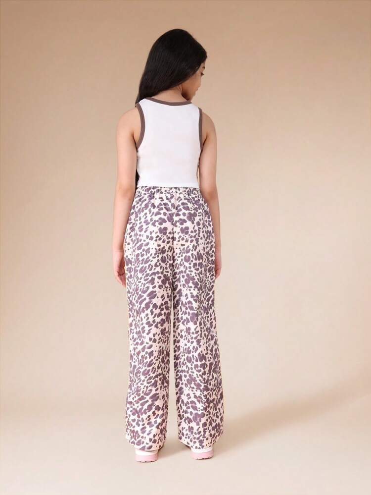 애니멀 프린트 탱크탑과 팔라초 팬츠 세트