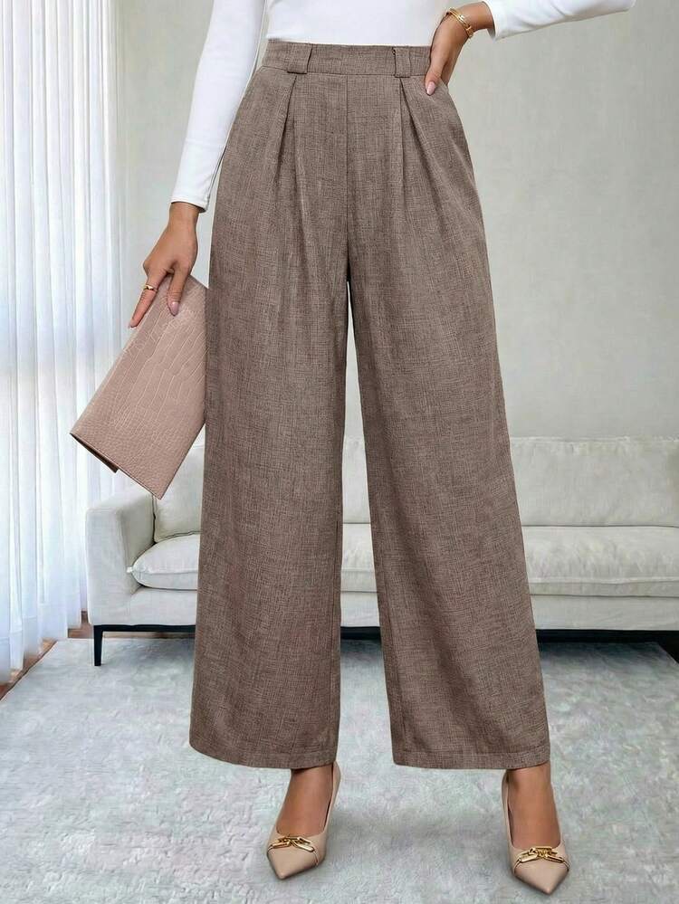 These New Autumn/Winter High-Waisted Solid Wide-Leg Pants Feature An Elegant Design Suitable For Everyday Wear, Work, Graduation Ceremonies, New Year's, Thanksgiving, And Other Occasions, Making Them An Ideal Choice For Women In Autumn.