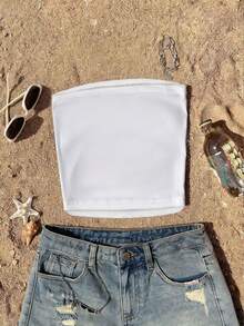 Glimmora Women's Strapless Top / Ocean Print / Beach Vacation Style / Casual Vacation Versatile / Spring/Summer Women's Strapless Tube Top - Multicolor - View 2