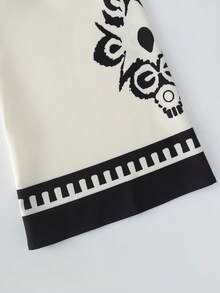 GlowEve Women's Pattern Vacation Daily Casual Beach Cover-Up, Versatile For Commute, Business, Holiday, Early Spring/Summer, Mid-Length Thin Cover Up Jacket, Beige Base With Black Print