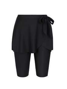 Swim Mulvari New Summer Women's Tie Waist Skirt Shorts, Black Casual Vacation Swimwear Bottom - Black - View 4