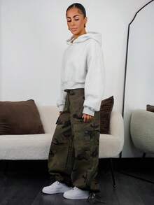 SAYEHFBABY Quần Jeans Ống Rộng In Họa Tiết Camo Túi Hộp Cho Nữ, Quần Denim Thời Trang Thường Ngày - Nhiều màu - Xem 4