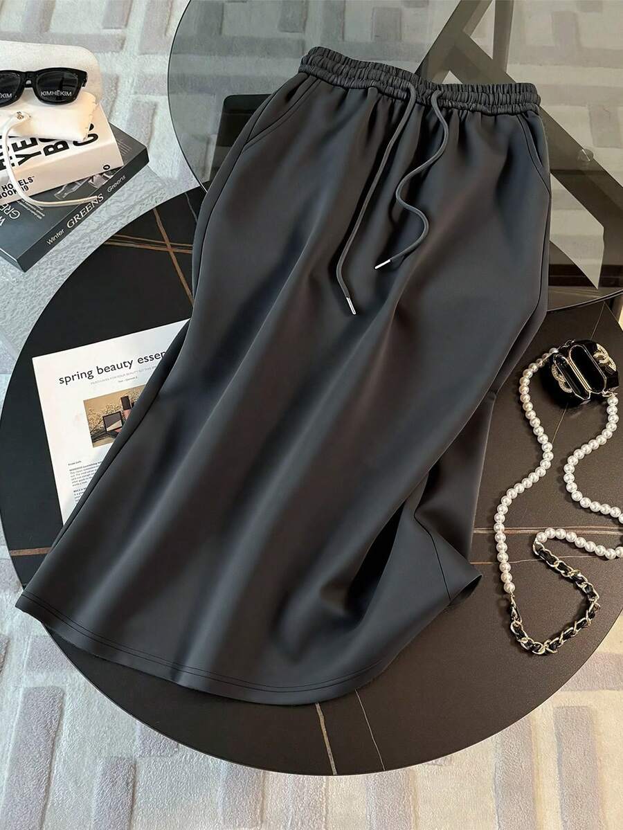 Resyla Fashionable Minimalist A-Line Skirt, Gift For Friends - Grey - View 1