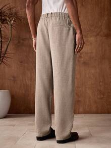 AKNOTIC Men's Herringbone Jacquard Loose Pants, Suitable For Christmas Party, Business Casual, Autumn, Boyfriend Gift, Holiday - Army Green - View 7