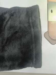 Bộ đồ ngủ liền thân bằng vải flannel dài cổ ve áo dành cho nữ, lót giữ nhiệt, mềm mại và sang trọng, thời trang và thanh lịch, phù hợp cho mùa thu và mùa đông. - màu đen - Xem 3