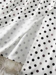 Franclia 女士优雅V领黑白波点纽扣装饰长袖连衣裙，适合女教师及日常度假场合穿着。 - 彩色 - 查看 8