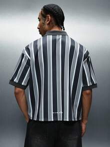 PLAYBOY X SUMWON Regular Fit Vertical Striped Collared Polo Shirt With Button Placket Short Sleeve Classic Summer Casual Lightweight Top - Multicolor - View 2