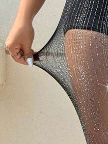 GalTyme 大码女式亮面网眼打底裤 - 彩色 - 查看 7