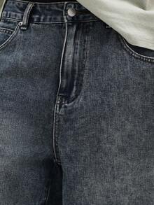 SUMWON Distressed Medium Wash Denim Shorts With Raw Hem Detail And Five Pocket Design For Casual Summer Style - Blue - View 8
