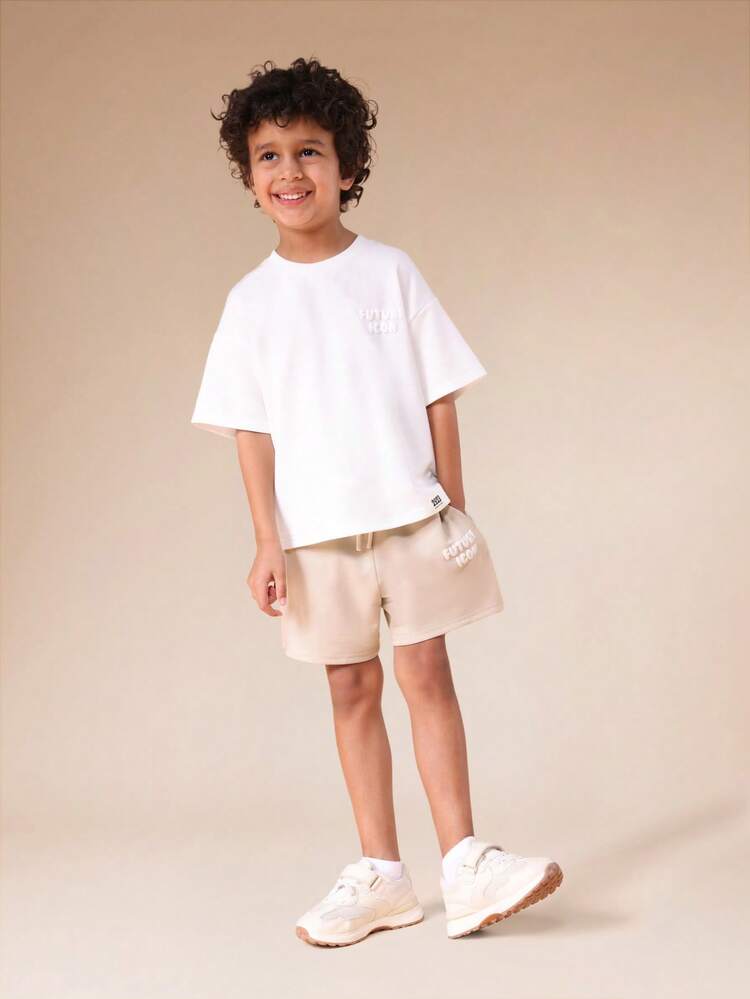 Crew Neck T Shirt With Drawstring Shorts Set