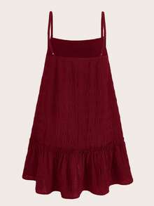 SHEIN EZwear 春季方领喇叭裤连体紧身衣连衣裙 酒红色连衣裙 吊带连衣裙 曲线连衣裙 红色连衣裙 吊带连衣裙 红色连衣裙 女士酒红色连衣裙 女士夏季连衣裙 女士连衣裙 酒红色连衣裙 Oldrose 女士连衣裙 - 酒紅色 - 查看 2